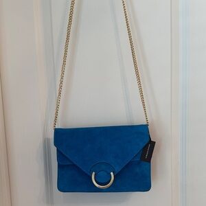 Genuine suede and leather shoulder handbag